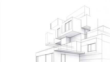 Architectural sketch of modern building exterior design