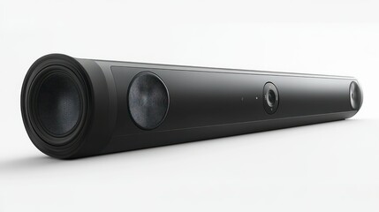 Fototapeta premium A long black audio device with multiple speaker components visible