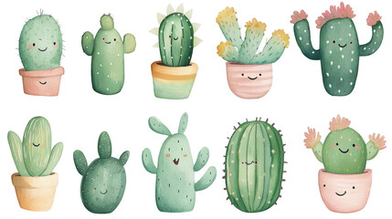 Cute Hand-Drawn Cacti and Succulents Collection for Illustrative Use