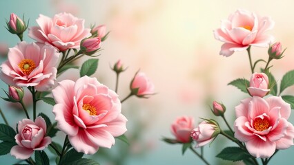 Obraz premium A delicate, fragrant flower with soft pink petals and a golden center