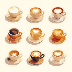Obraz premium Coffee and accessories concept illustrations for wallpaper or advertising