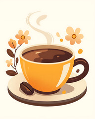 Obraz premium Coffee and accessories concept illustrations for wallpaper or advertising