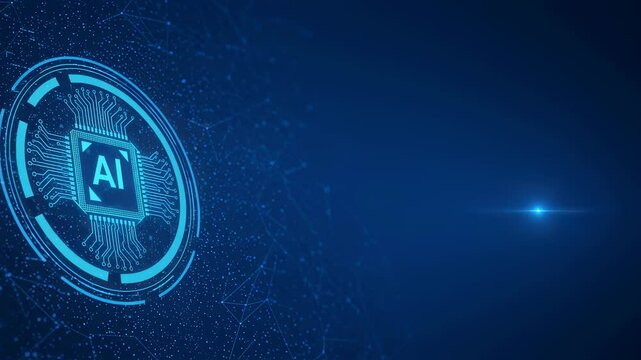 Futuristic AI chip Circuitry Background Video Footage. Artificial intelligence Technology, Digital Brain, Machine Learning, Data Processing Motion Clip.