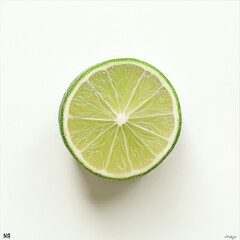 Lime slice, vibrant green,  fresh citrus,  precisely cut,  delicious fruit