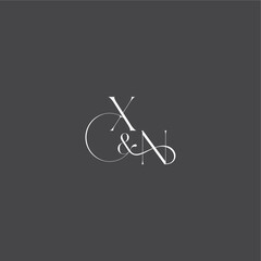 XN letter initial with line luxury curvy style monogram wedding logo concept