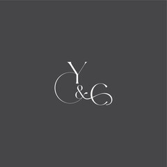 YC letter initial with line luxury curvy style monogram wedding logo concept