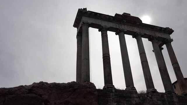 Roman Forum Rome Italy Columns Temple Landmark, Ancient Arc Arch Facade Ruins 4K