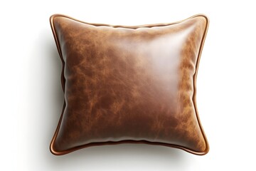 Obraz premium Premium Leather Cushion Cover for Elegant Decor isolated on white background