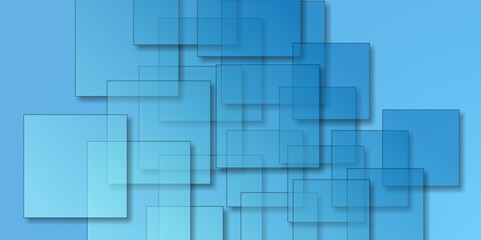 Bright blue abstract tech squares background. Abstract square background with blue color. Digital technology speed connects blue green background. Geometric rectangle abstract background.