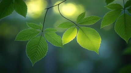 Obraz premium Green leaves sunlight nature spring background