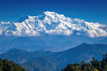 Majestic snow-capped mountain range under a clear blue sky. (6)