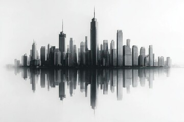 Modern City Skyline Reflection Urban Landscape