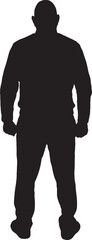 Vector silhouette of a back view of a man standing,