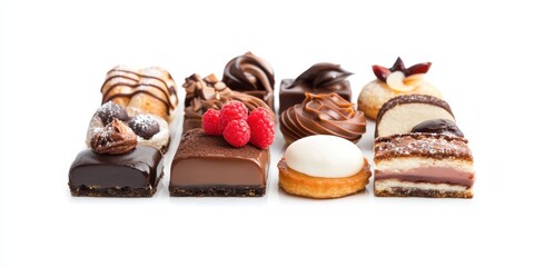 Decadent Delights: A tempting array of artisan pastries, each a miniature masterpiece of flavor and presentation, beckoning with their rich textures and delectable toppings.