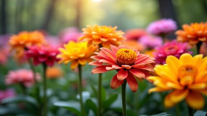Vibrant orange and yellow petals, green leaves, and a yellow center