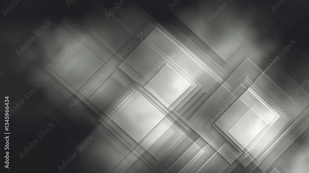 Wall mural abstract geometric shapes create a dynamic pattern in shades of gray with soft cloud-like textures i