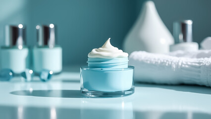 Skin care products background photo taken in studio and professionally lit.