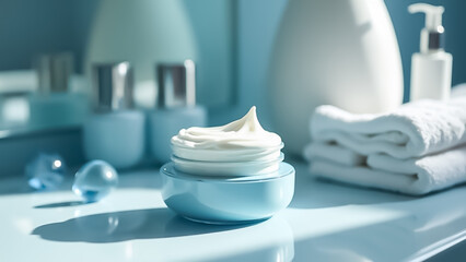 Skin care products background photo taken in studio and professionally lit.