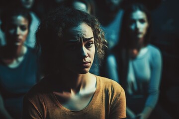 A gathering of individuals in a poorly lit space, possibly for a private discussion or meeting