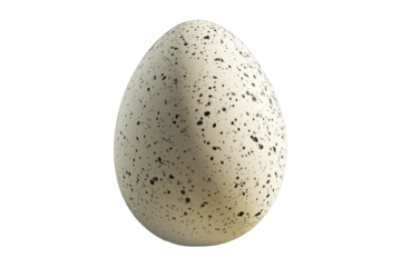 Speckled egg with natural pattern and smooth surface, isolated on white transparent background. Concept of nature, wildlife, and reproduction