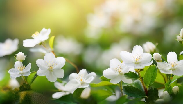 white fowers in spring defocused flowers blurred background