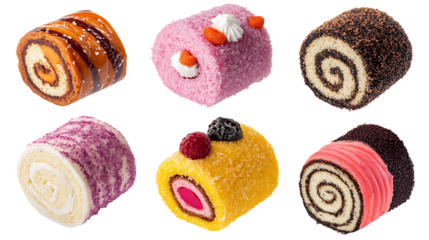 set of cake roll slices