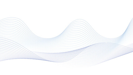Abstract Flowing Blue Wave Lines on White Background