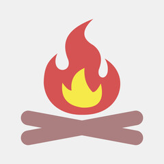 Icon campfire. Camping and adventure elements. Icons in flat style. Good for prints, posters, logo, advertisement, infographics, etc.