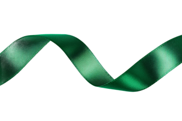 a shiny dark green satin ribbon forming a smooth wavy line on a png file with transparent background
