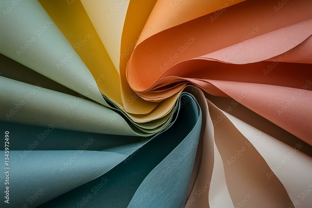 Aufkleber abstract image of colorful rolled paper sheets creating a swirl pattern. perfect for backgrounds, te