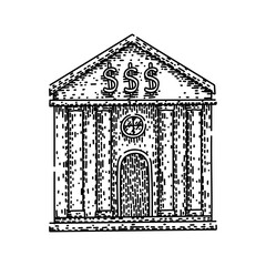 architecture bank building sketch hand drawn vector