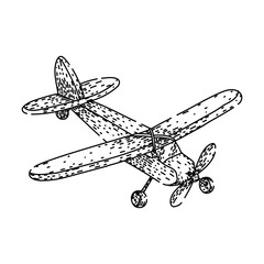 engine model airplane sketch hand drawn vector