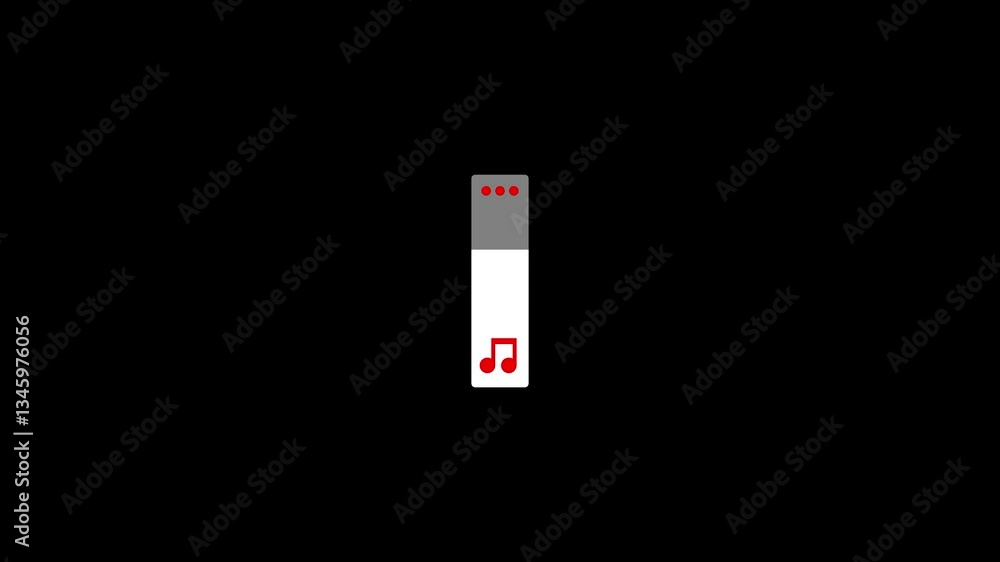Poster volume up-down slider bar animation with mobile volume control. speaker sound settings panel with mu