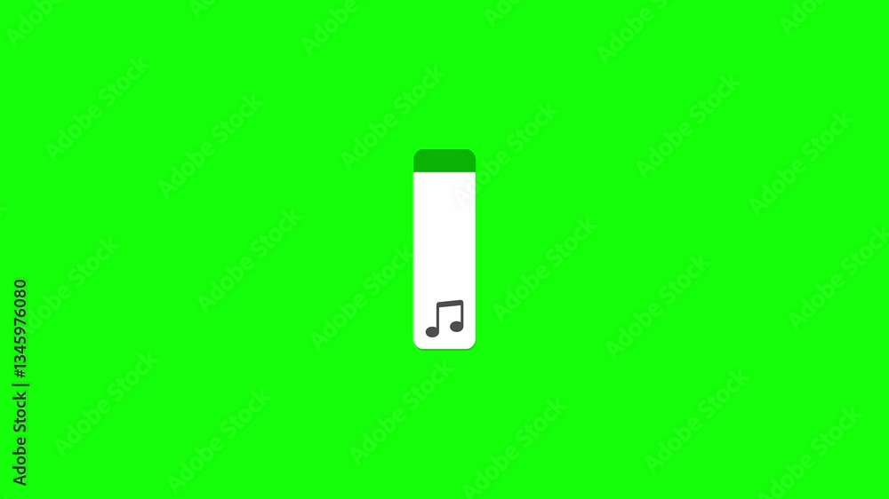 Poster volume slider animation on green background with music control panel. adjust playback levels and act