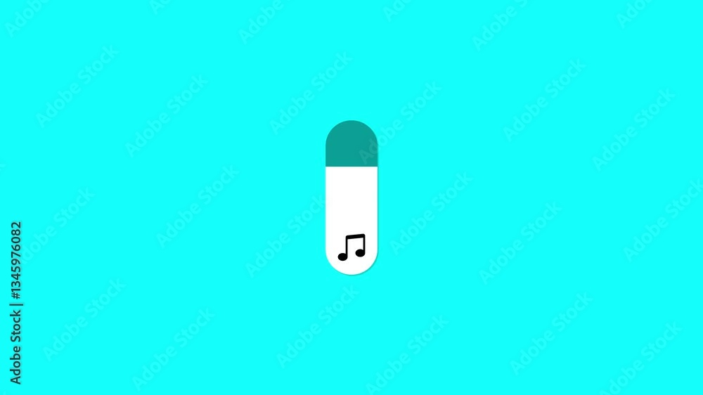 Poster mobile volume up-down slider bar animation with sound control. speaker volume level control with mut