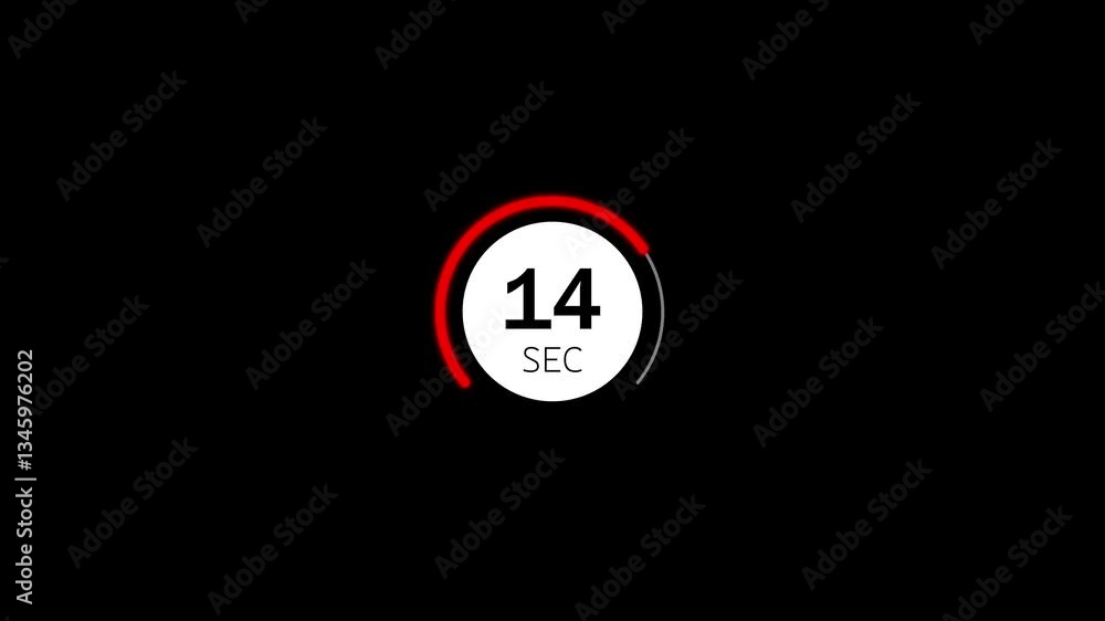 Poster 19 second abstract countdown animation on black background. visual countdown for time tracking and p