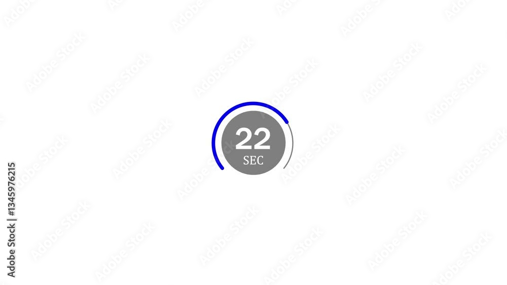 Poster one minute circle countdown timer animation from 30 to 0 seconds. 30-second countdown timer on a whi