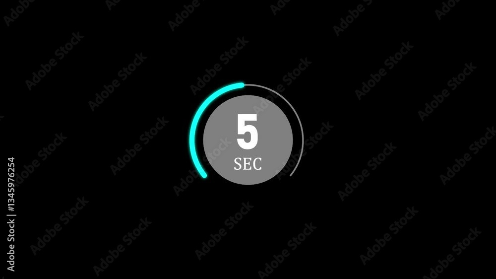 Poster 10 second countdown animation on transparent black background. timer animation for precise time trac