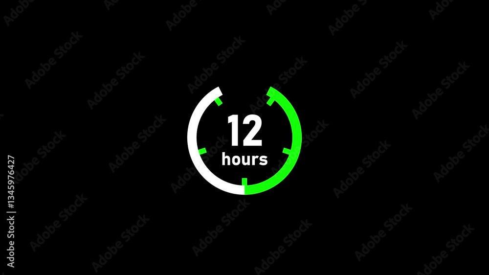 Poster countdown timer animation with a 12-hour timer, displaying countdown in motion, marking time progres