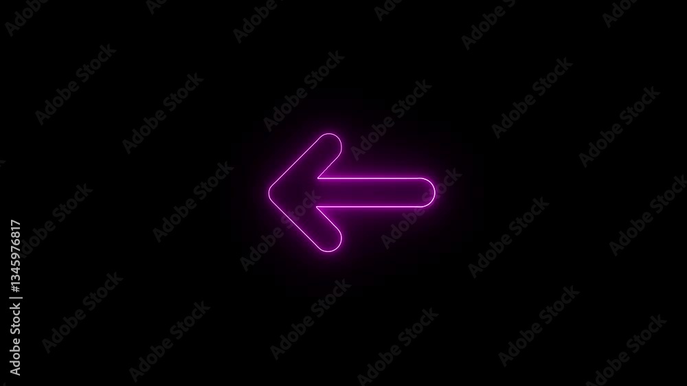 Poster abstract pink neon arrow loading and uploading animation from right to left with shining effects on 