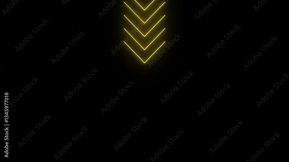 Poster animated directional arrow icon with swipe-up motion effect and glowing signal on a dark background