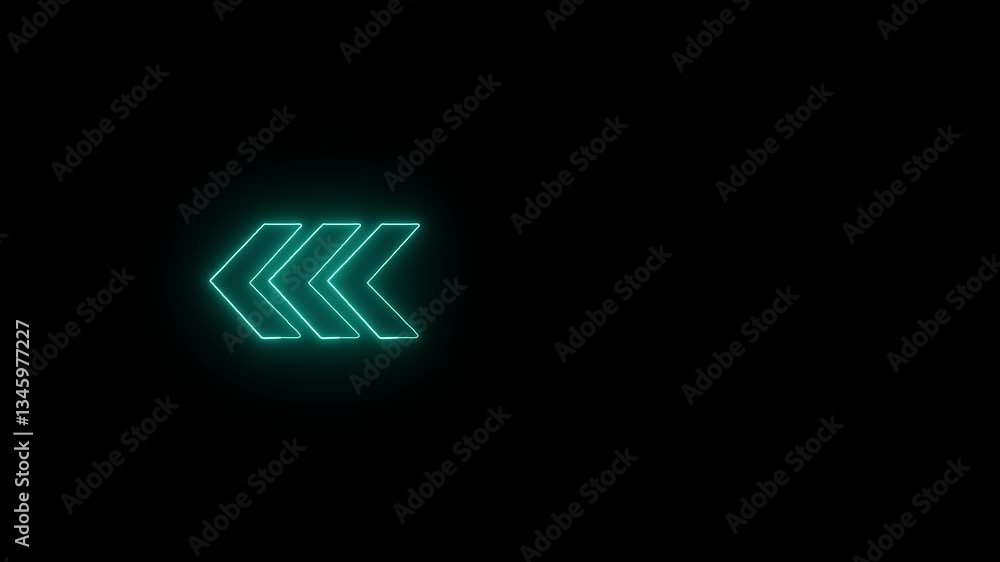 Poster neon arrow loading icon animation on black background, featuring dynamic motion and sleek design.