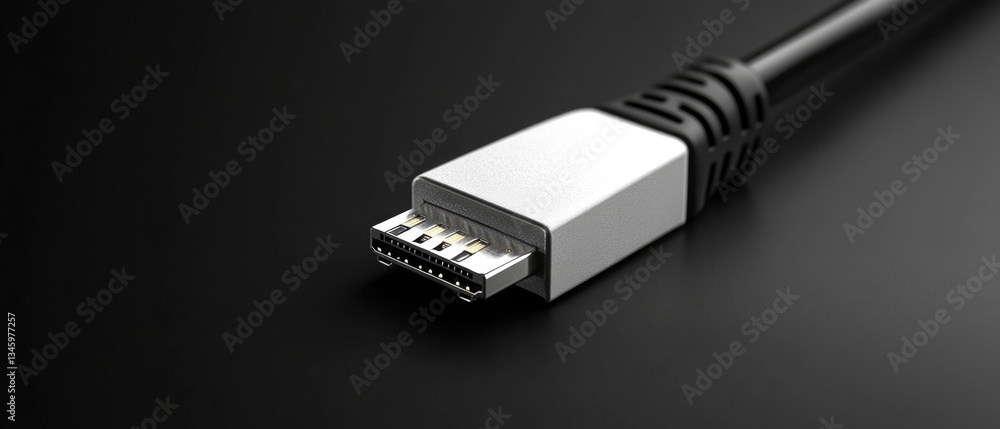 Poster close-up of a usb cable on a black surface, great for tech or electronics-related projects