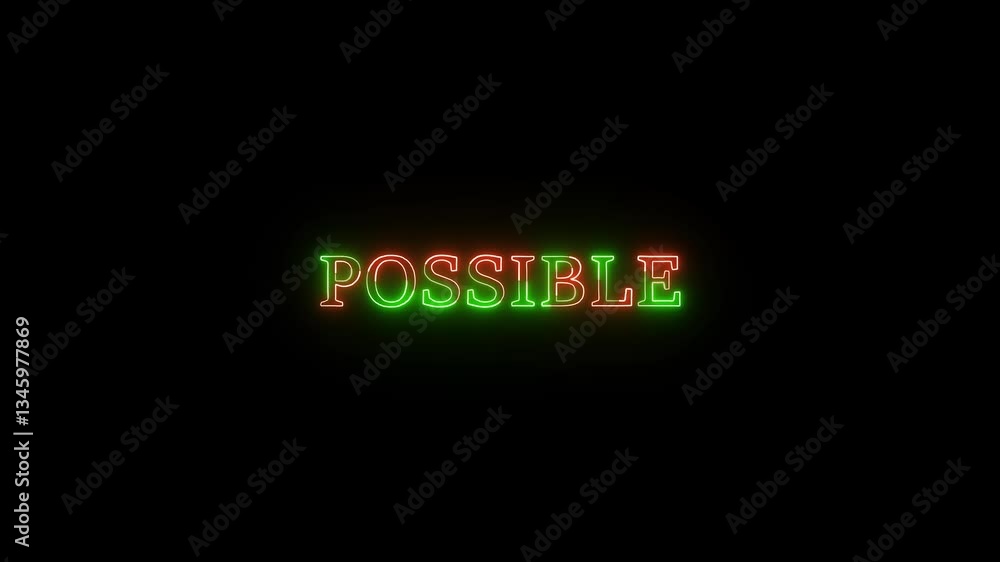 Poster neon glowing possible text effect, showcasing vibrant illuminated typography with modern design.