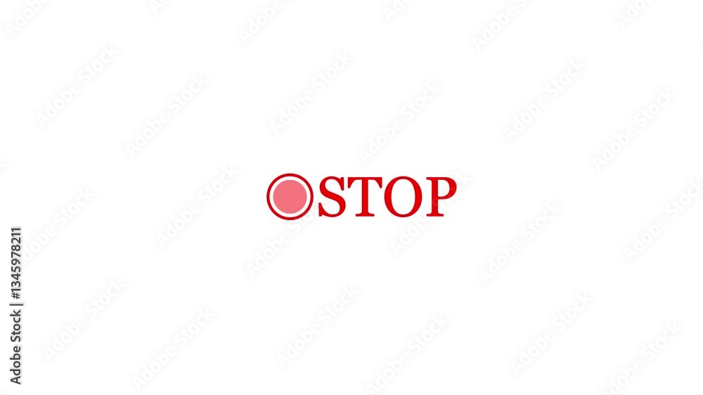 Poster live button and stop text animation for live stream stop live broadcast with glowing effect.