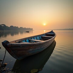 Naklejka premium Serene sunset on tranquil lake