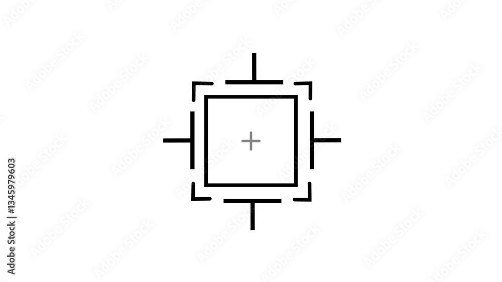 Poster square radar display formation with target in center on a dark background, part of the interface col