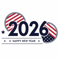Happy New Year 2026 with American Flag 