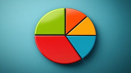 Fototapeta premium Glowing and Translucent Pie Chart with Segments on a Colorful Background