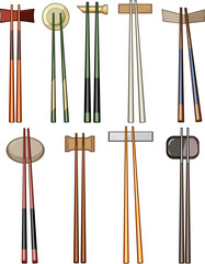chopstick rest set cartoon vector illustration